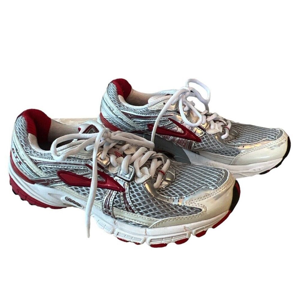 Brooks ADRENALINE Womens GTS 11th Running Shoes Silver Red 1200821B655  Size 9.5